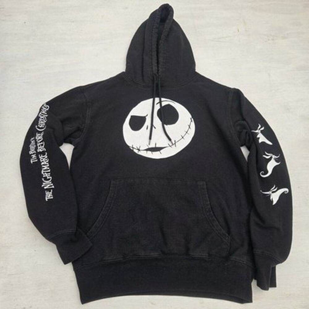 Disney Nightmare Before Christmas Jack Skellington Pullover Hoodie Mens M Black